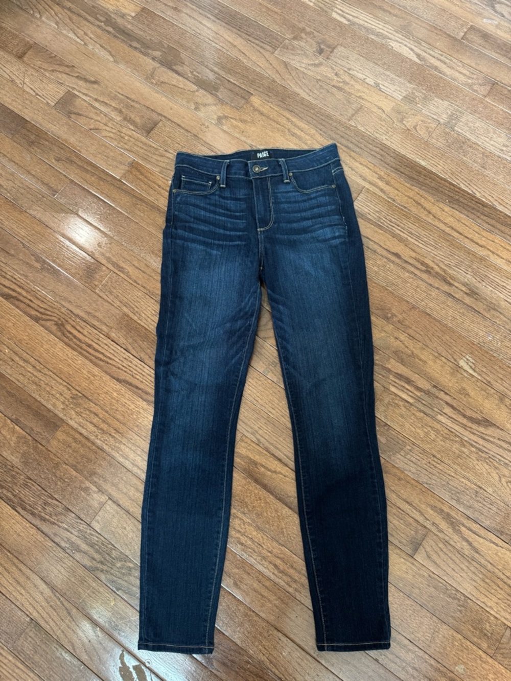 Paige Hoxton Skinny Ankle Jeans in Dark Blue Wash